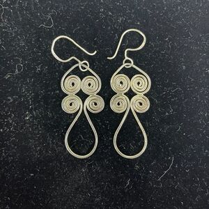 Women's Boho Spiral Wire Wrap Fish Hook Earrings